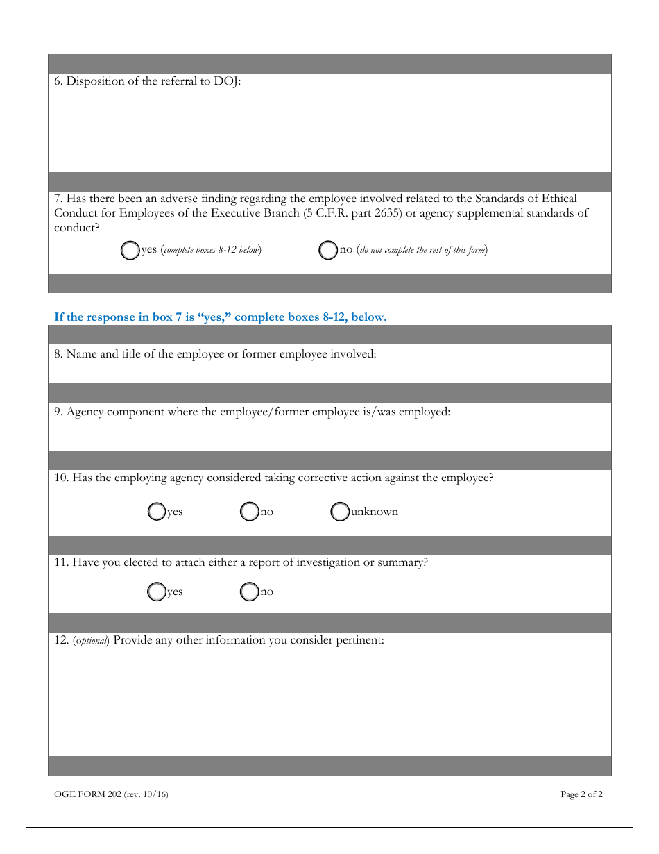 OGE Form 202 Notification of Conflict of Interest Referral, Page 3