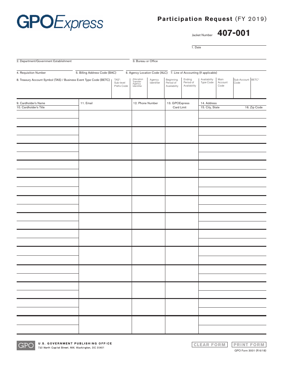 GPO Form 3001 Participation Request, Page 2