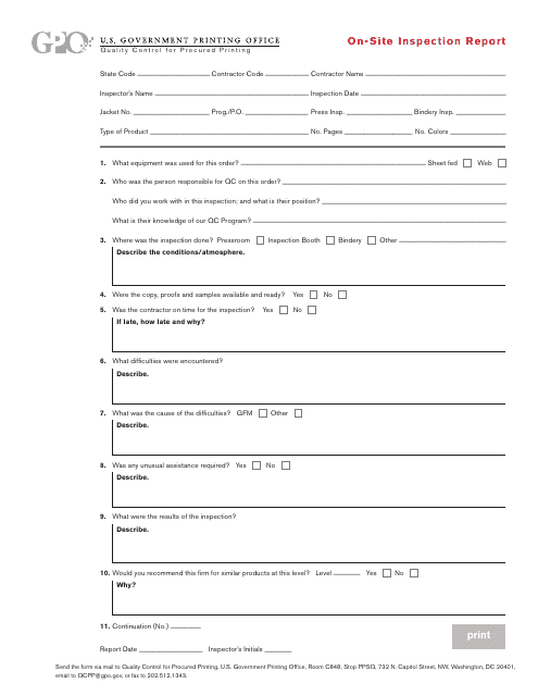On-Site Inspection Report Form