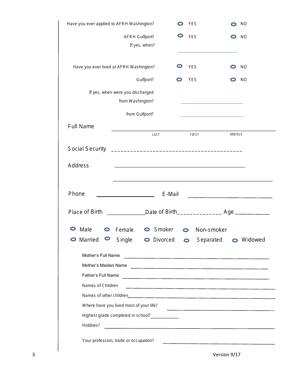 Application for Admission, Page 3