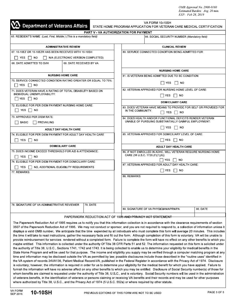 VA Form 10-10SH - Fill Out, Sign Online and Download Fillable PDF ...