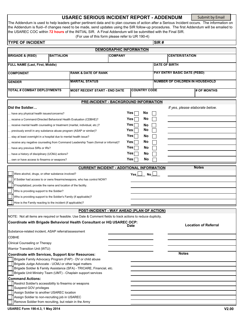 Serious Incident Report Template