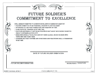Document preview: USAREC Form 5-03.5.1 Future Soldier's Commitment to Excellence Certificate