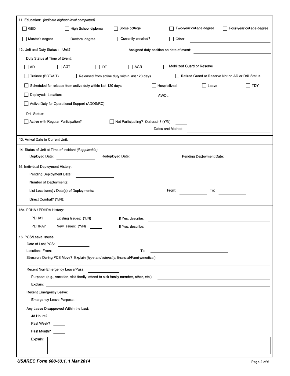 USAREC Form 600-63.1 - Fill Out, Sign Online and Download Fillable PDF ...