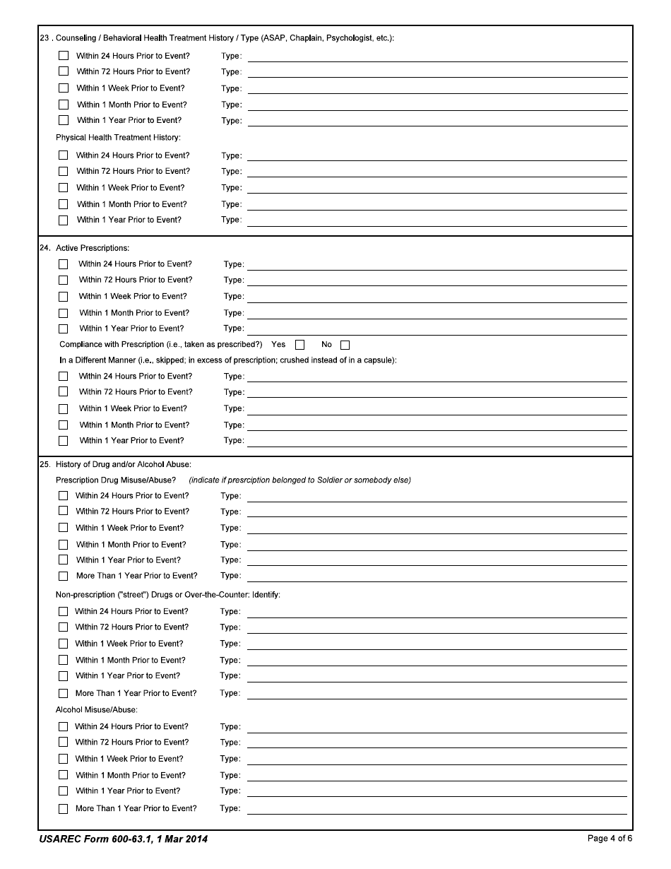 USAREC Form 600-63.1 Commanders Suspected Suicide Event Report, Page 4