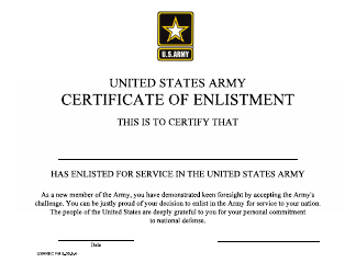 Document preview: USAREC Form 5-03.5.4 Certificate of Enlistment