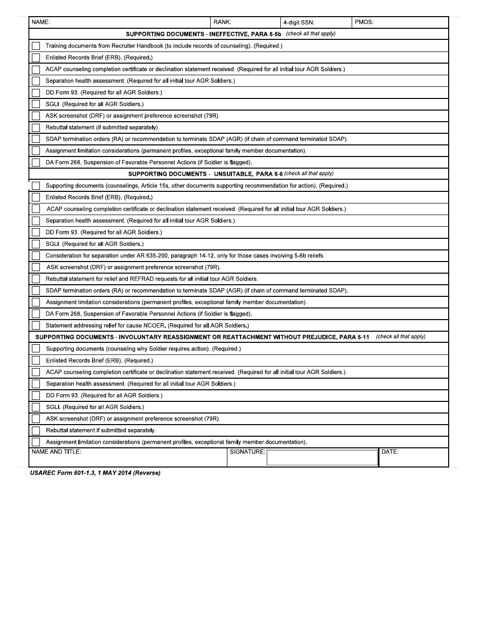 Usarec Form 601 13 Fill Out Sign Online And Download Fillable Pdf Templateroller 0546