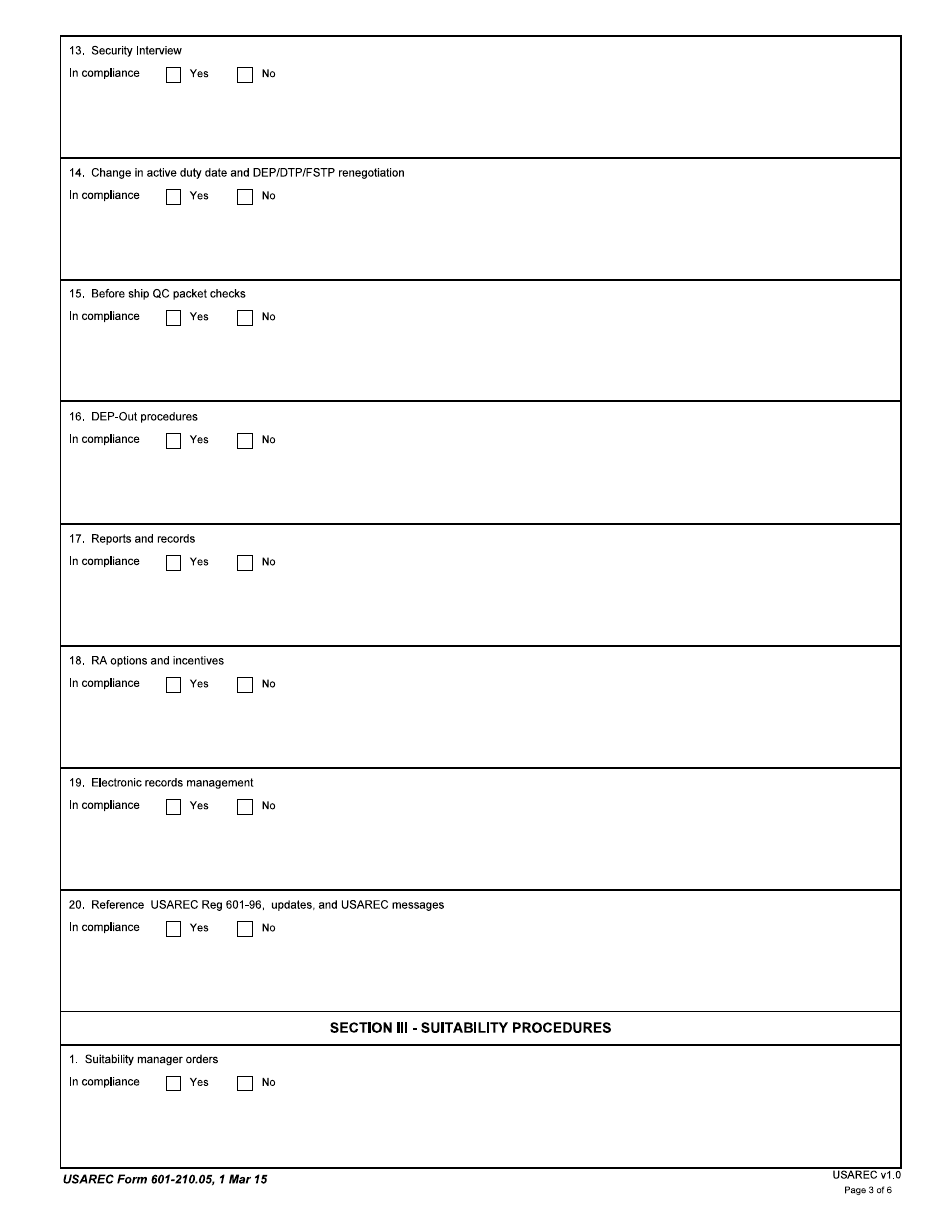 USAREC Form 601-210.05 Guidance Counselor Shop Inspection Checklist, Page 3