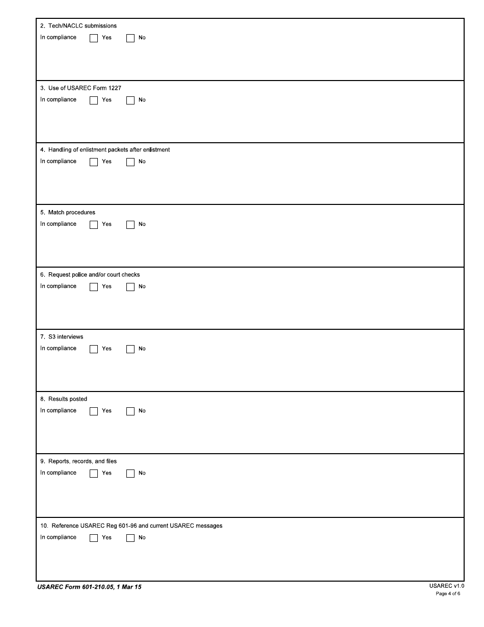 USAREC Form 601-210.05 Guidance Counselor Shop Inspection Checklist, Page 4