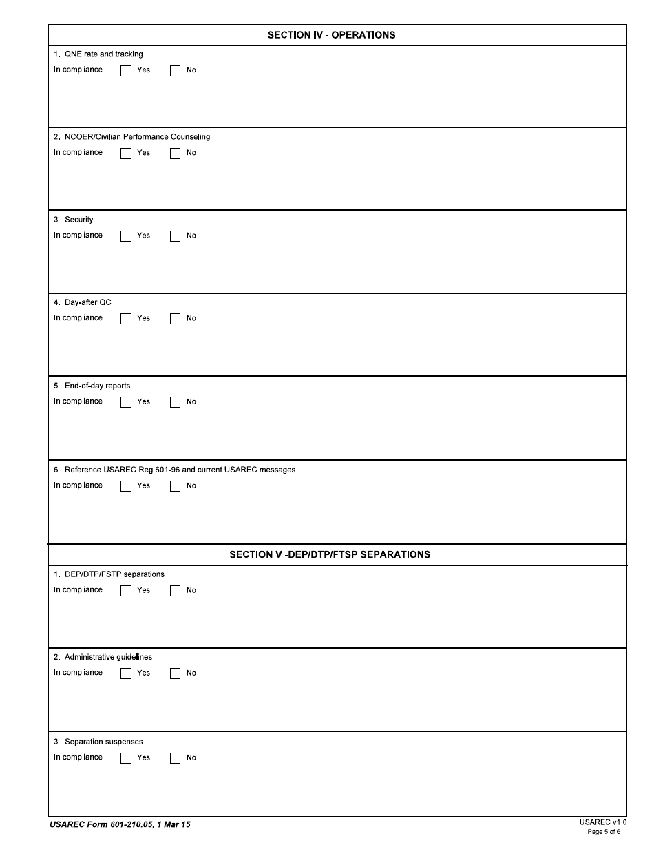 USAREC Form 601-210.05 Guidance Counselor Shop Inspection Checklist, Page 5