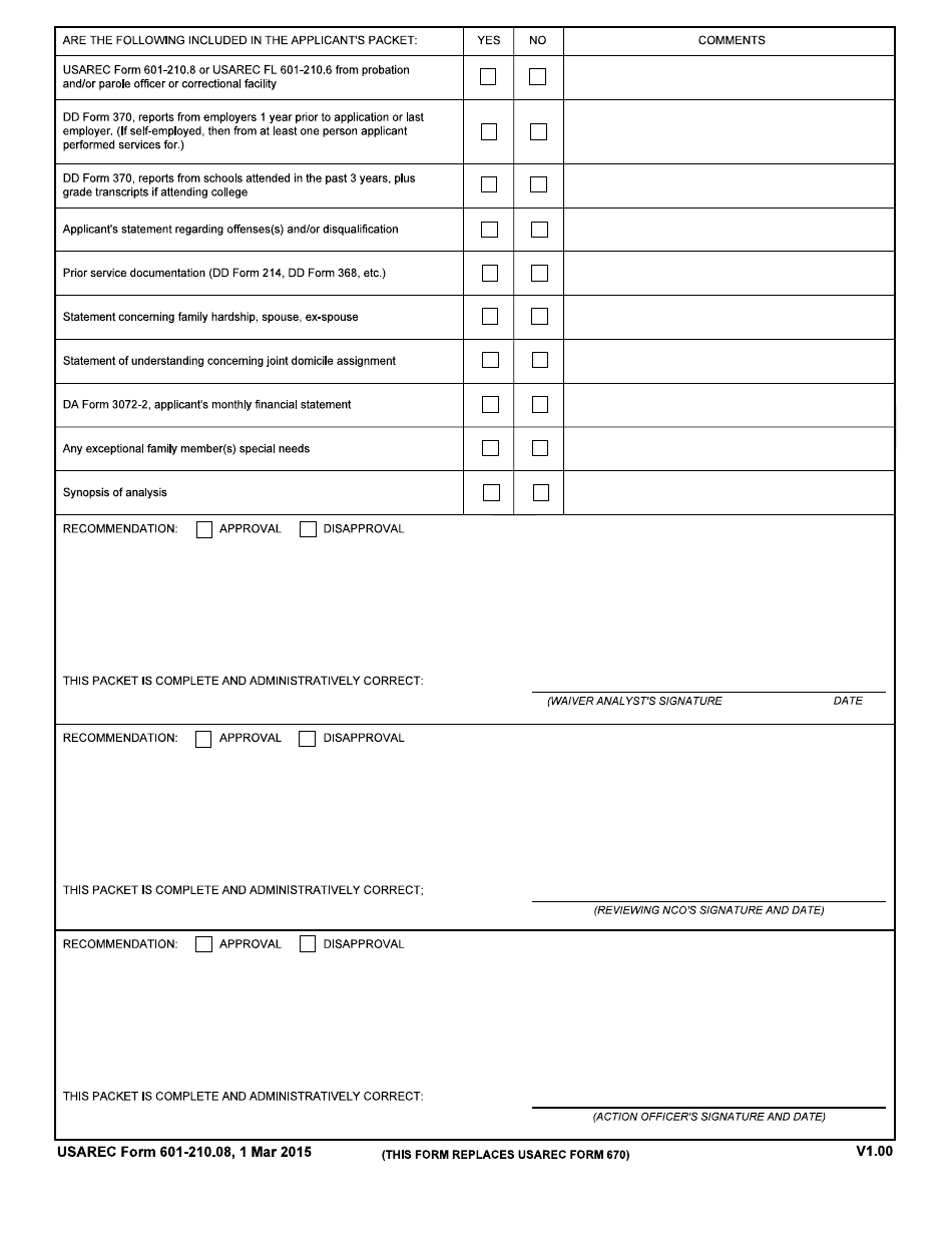 Usarec Form 601 21008 Fill Out Sign Online And Download Fillable Pdf Templateroller 9515