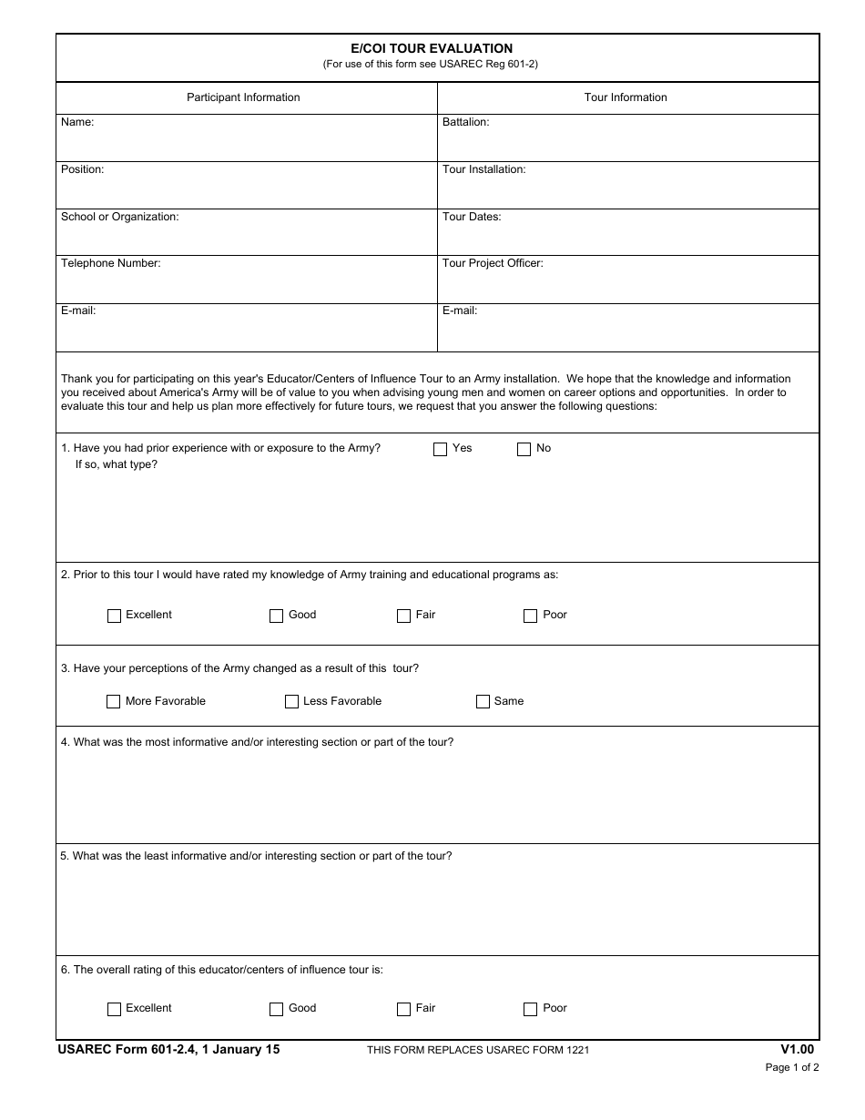 USAREC Form 601-2.4 - Fill Out, Sign Online and Download Fillable PDF ...