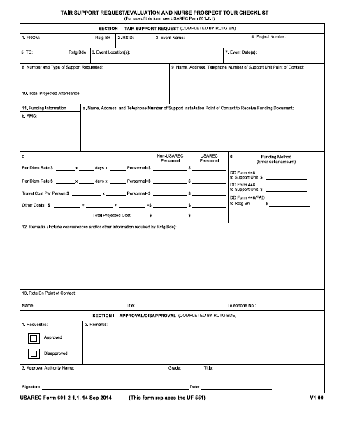 USAREC Form 601-2-1.1  Printable Pdf