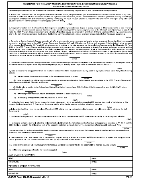 USAREC Form 601-37.59  Printable Pdf