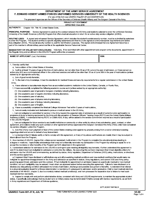 USAREC Form 601-37.9  Printable Pdf