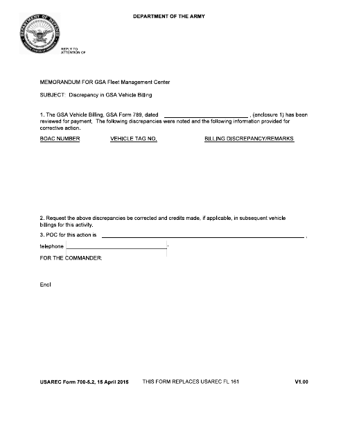 USAREC Form 700-5.2  Printable Pdf