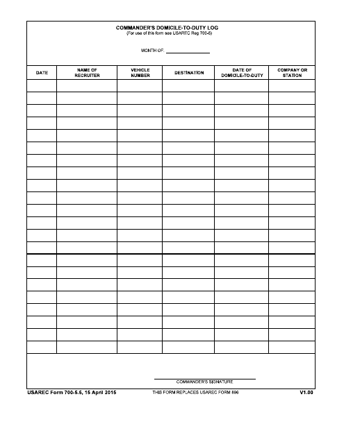 USAREC Form 700-5.5  Printable Pdf