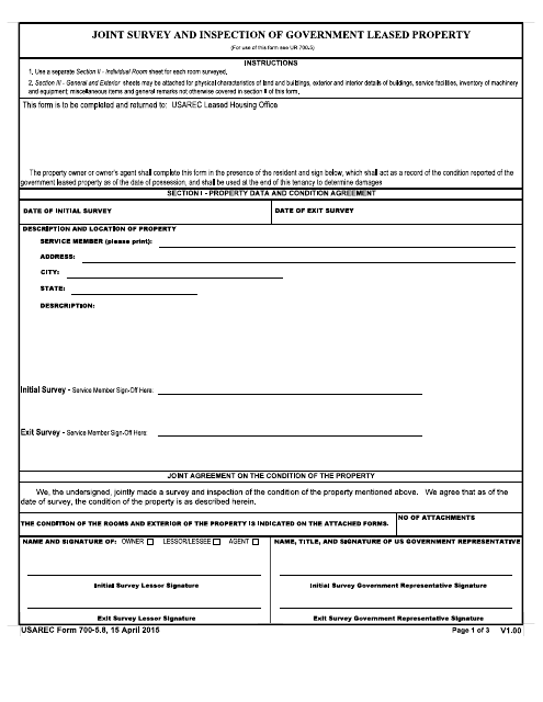 USAREC Form 700-5.8 Joint Survey and Inspection of Government Leased Property