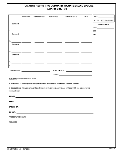 USAREC Form FL1.1  Printable Pdf