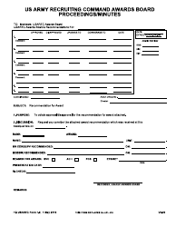 Document preview: HQ USAREC Form 1.0 US Army Recruiting Command Awards Board Proceedings/Minutes