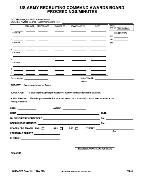 HQ USAREC Form 1.0  Printable Pdf