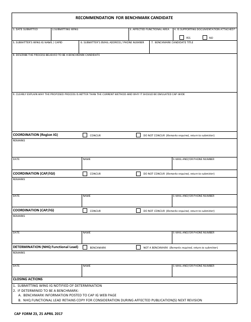 CAP Form 23 Printable Pdf