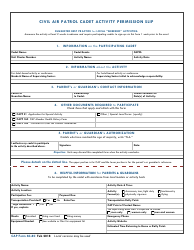 Document preview: CAP Form 60-80 Civil Air Patrol Cadet Activity Permission Slip