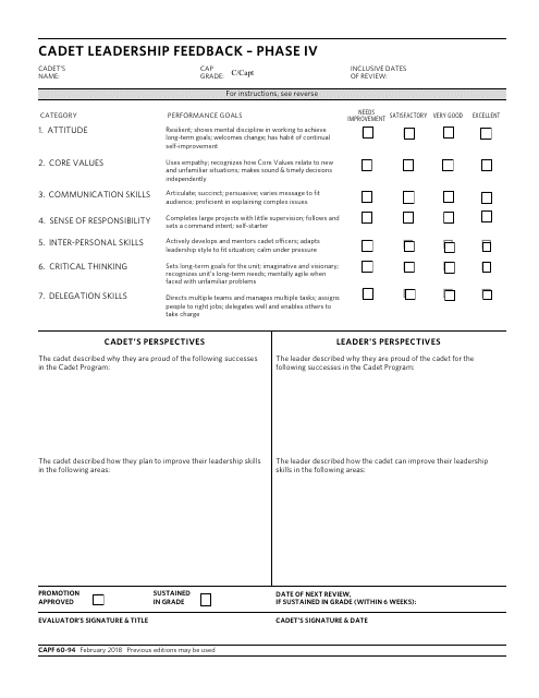 CAP Form 60-94  Printable Pdf