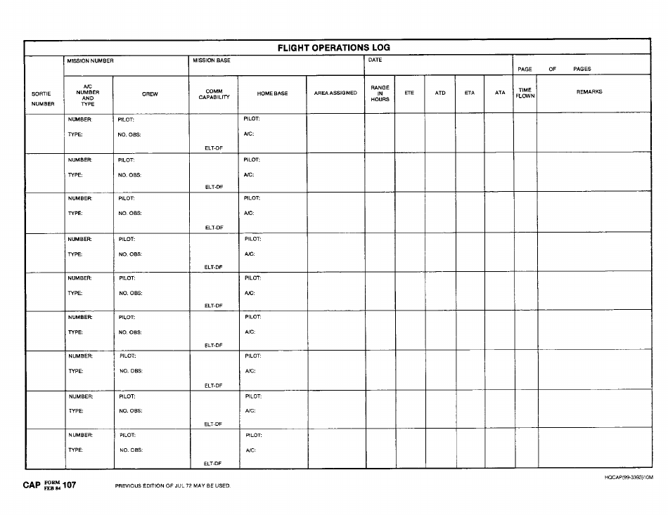 CAP Form 107 - Fill Out, Sign Online and Download Printable PDF ...