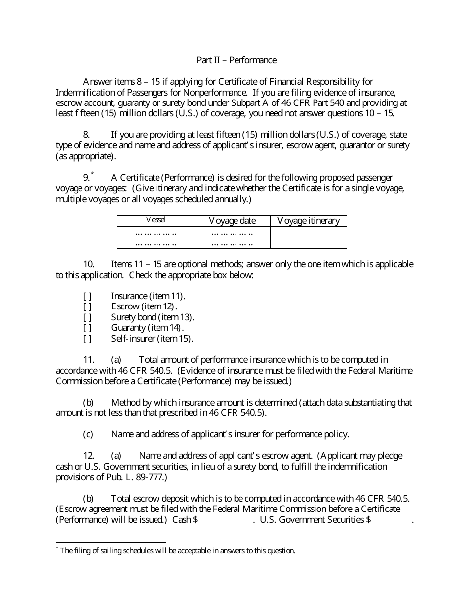 Form FMC-131 Application for Certificate of Financial Responsibility, Page 3
