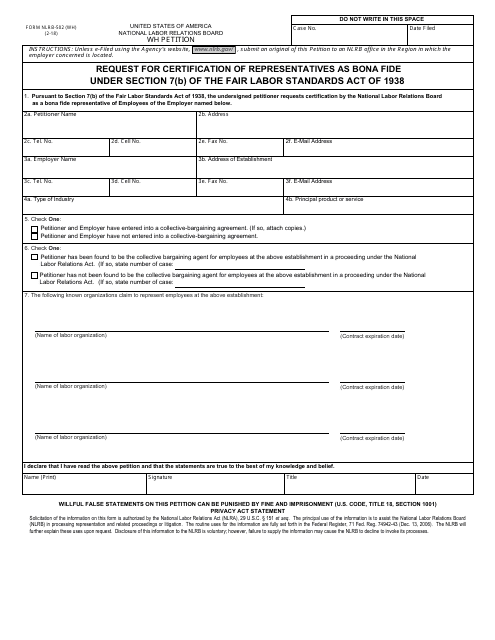 Form NLRB-502 (WH) Wh Petition