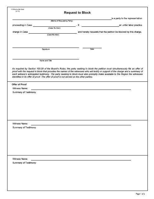 Form NLRB-5546 Request to Block