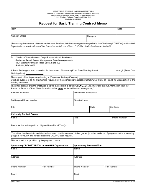 Form 443-6740 Request for Basic Training Contract Memo