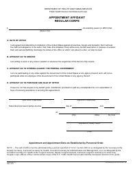 Document preview: Form PHS-5141-2 Appointment Affidavit Regular Corps