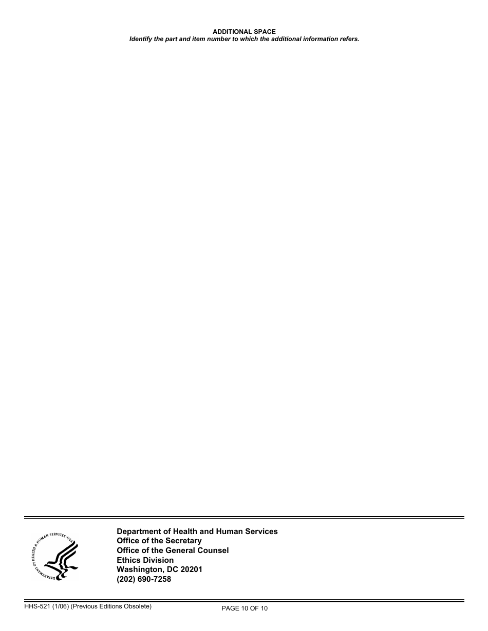 Form HHS-521 Annual Report of Outside Activity, Page 10