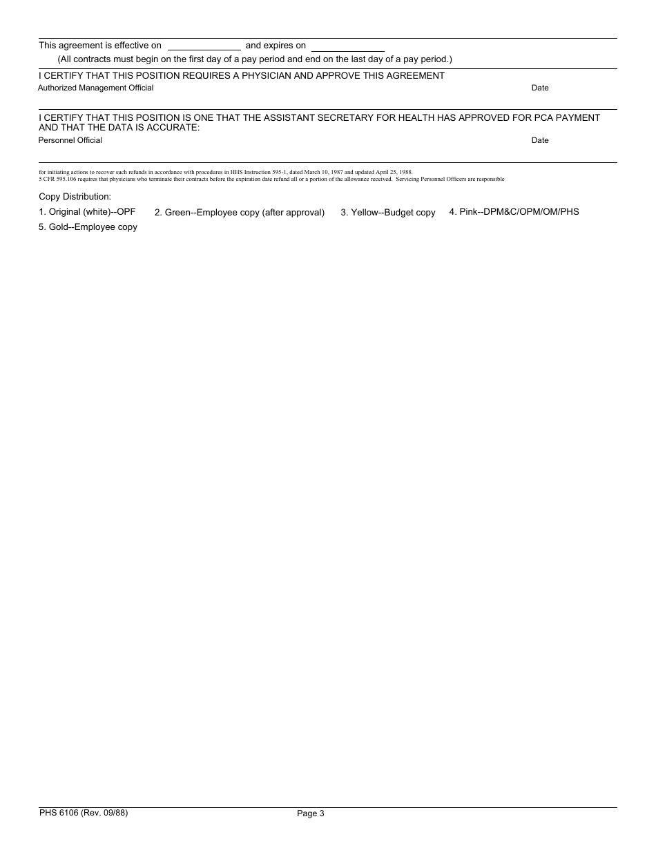 Form PHS6106 Agreement to Receive an Allowance Under the Federal Physicians Comparability Allowance Program (5 U.s.c. 5948), Page 3