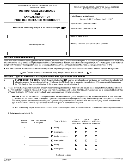 Form PHS-6349  Printable Pdf
