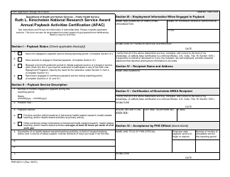 Document preview: Form 6031-1 Ruth L. Kirschstein National Research Service Award Annual Payback Activities Certification (Apac)
