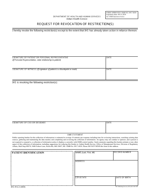 Form IHS-912-2  Printable Pdf
