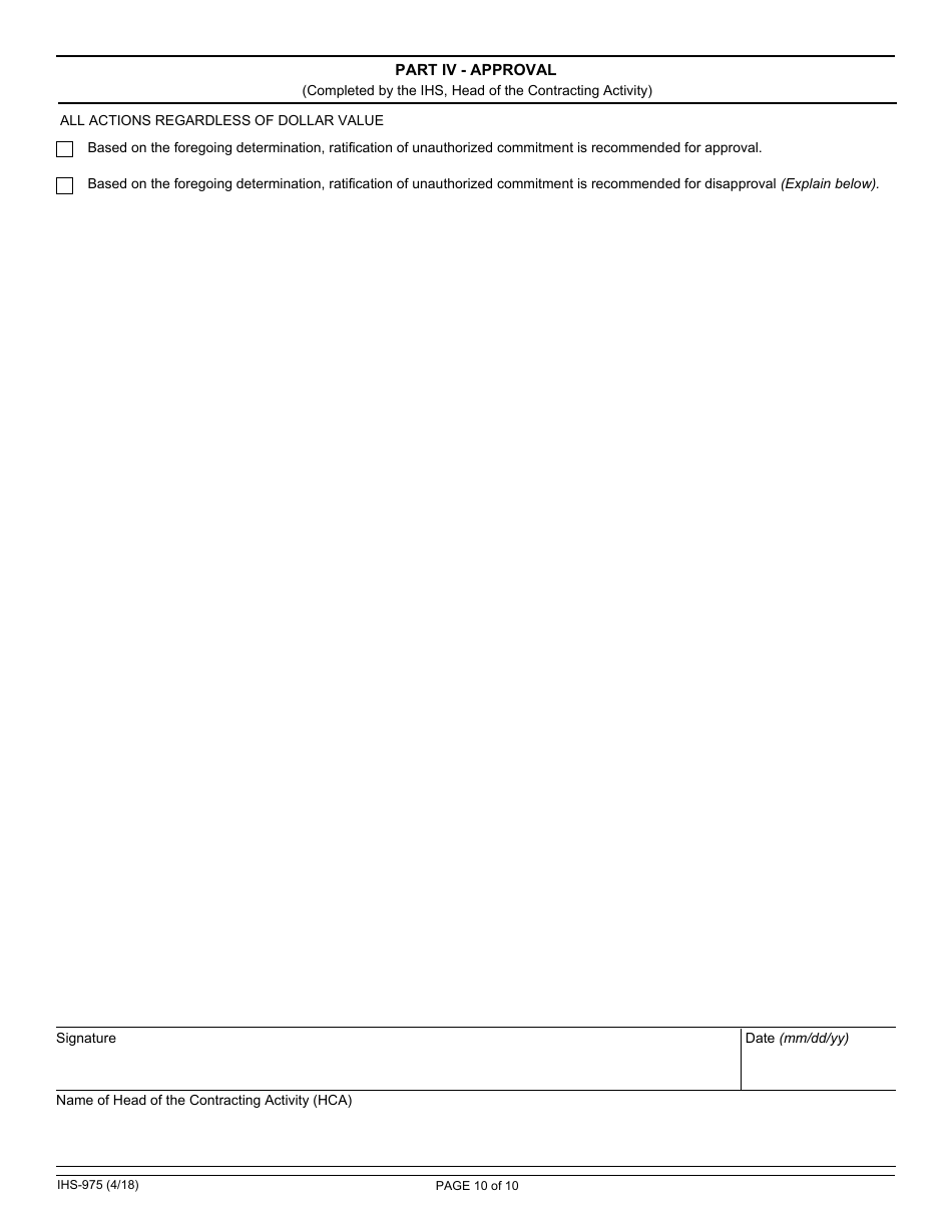 Form IHS-975 - Fill Out, Sign Online and Download Fillable PDF ...