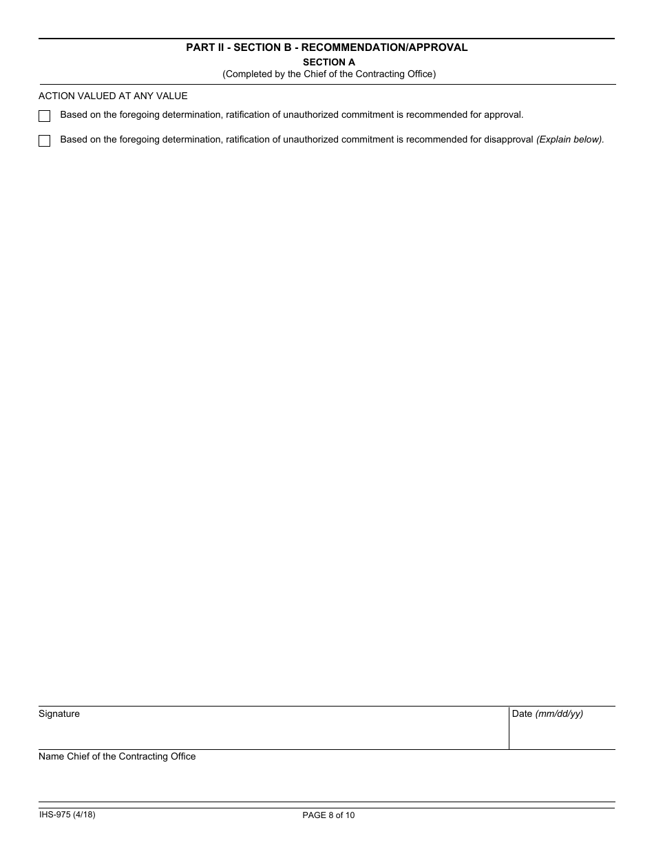 Form IHS-975 - Fill Out, Sign Online and Download Fillable PDF ...