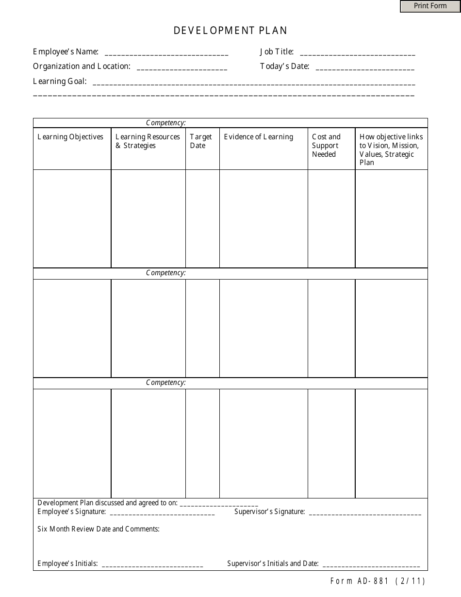 Form AD-881 - Fill Out, Sign Online and Download Fillable PDF ...