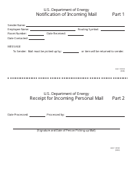 Document preview: HQ Form 1410.8 Notification of Incoming Mail