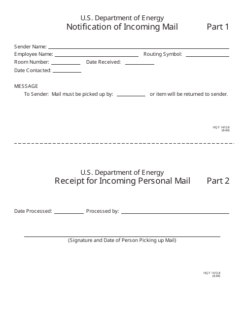 HQ Form 1410.8  Printable Pdf