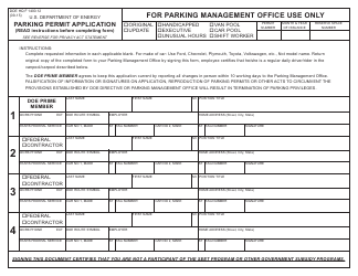 Document preview: DOE HQ Form 1400.12 Parking Permit Application