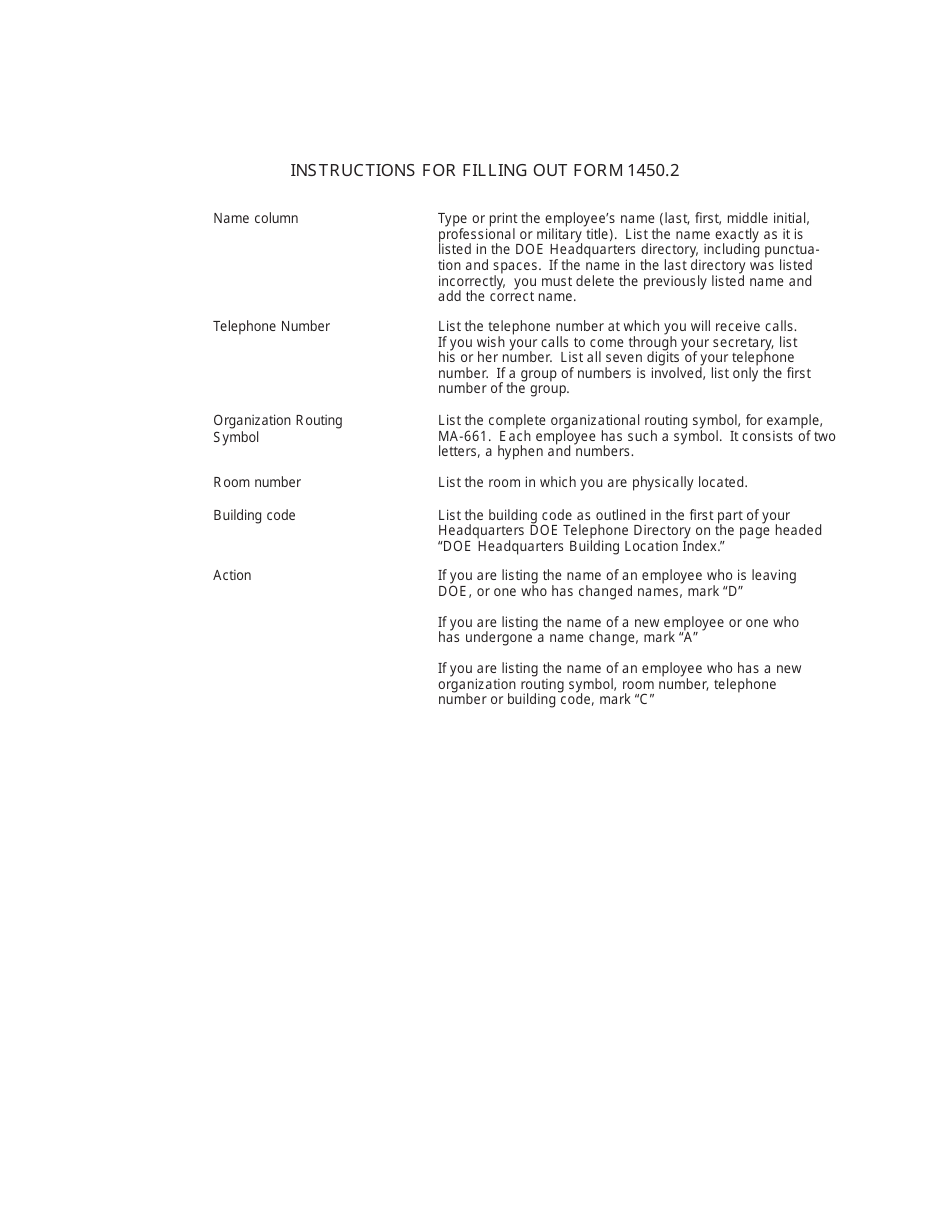 DOE HQ Form 1450.2 Employee Locator Notification, Page 2