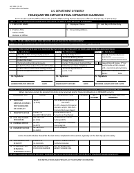Document preview: DOE HQ Form 3293.1 Headquarters Employee Final Separation Clearance