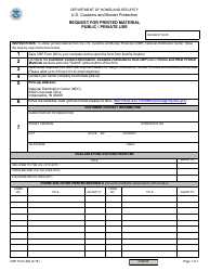 Document preview: CBP Form 262 Request for Printed Material Public/Private Use