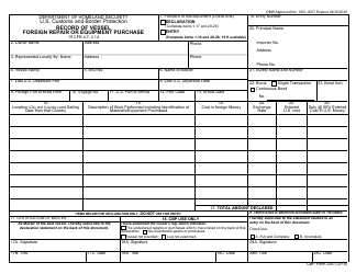 CBP Form 226 Record of Vessel Foreign Repair or Equipment Purchase