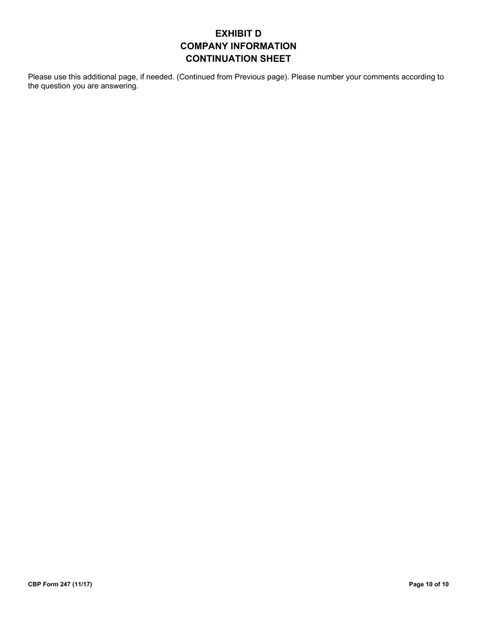 CBP Form 247 Cost Submission, Page 10